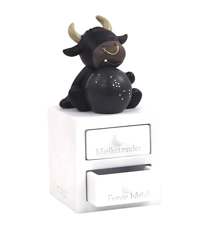 Sternzeichen Stier mit Zahn- und Haarlockenbox