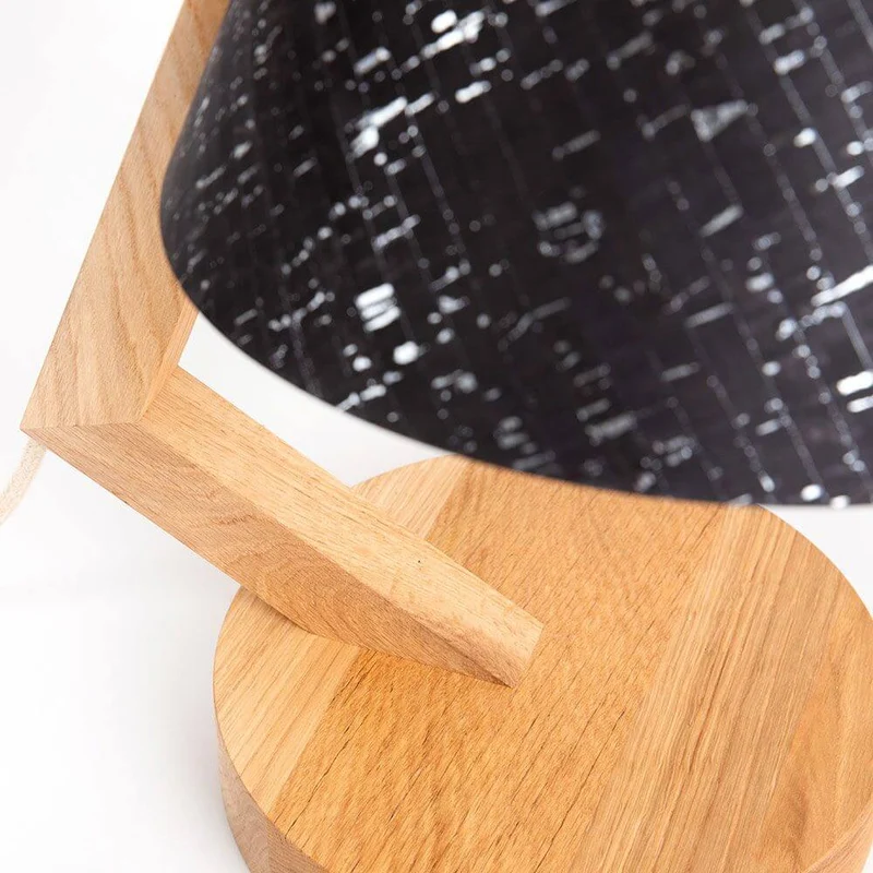 Holz Tischlampe mit Schirm Zylindrisch