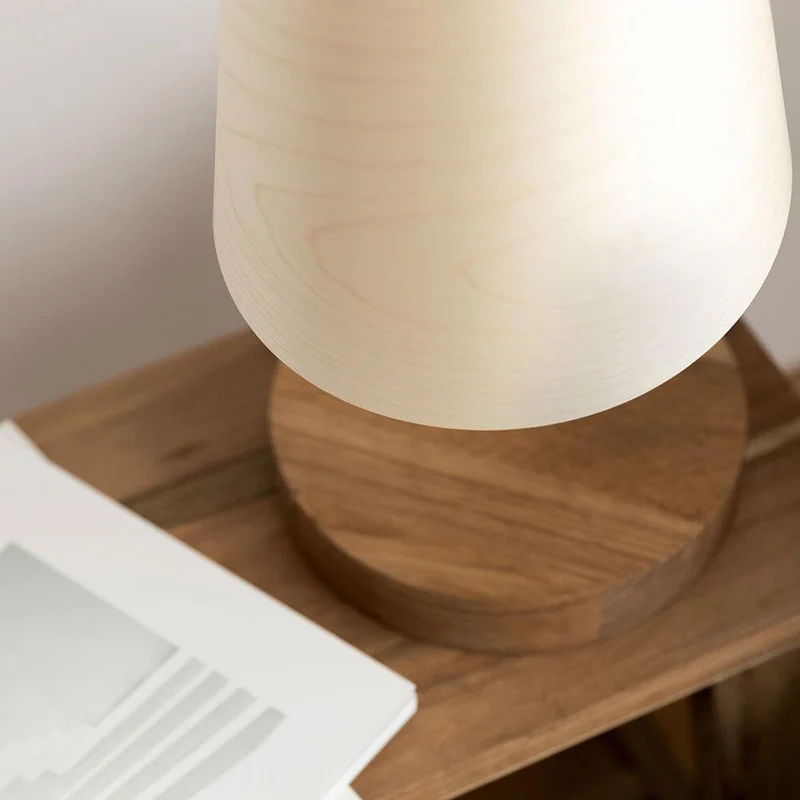 Holz Tischlampe mit Schirm Zylindrisch