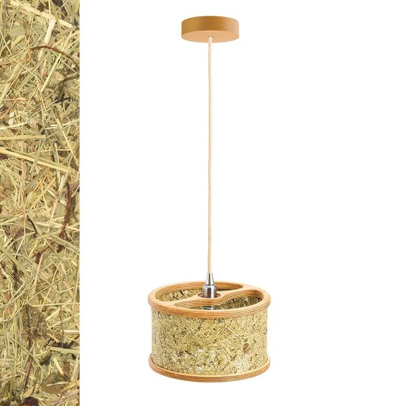 Holz Hängeleuchte mit Heuschirm