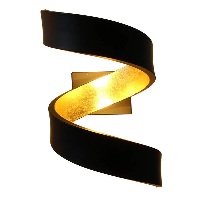 LED Wandleuchte Helix Goldfarben, Schwarz
