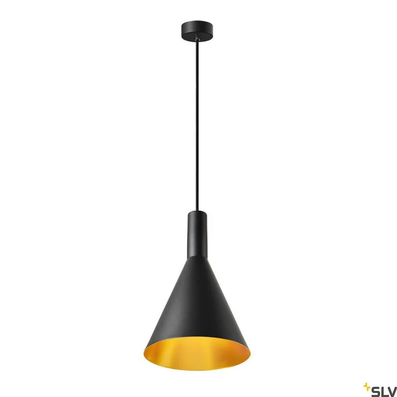 Phelia 280 E27 Pendellampe Schwarz, Gold