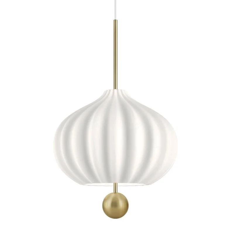 Kundalini Hängelampe Lilli mit Opalglas-Schirm Messing Ø 32cm