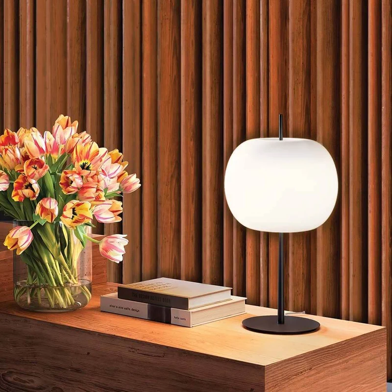 Kundalini Opalglas Tischleuchte Kushi XL 61cm mit Dimmer