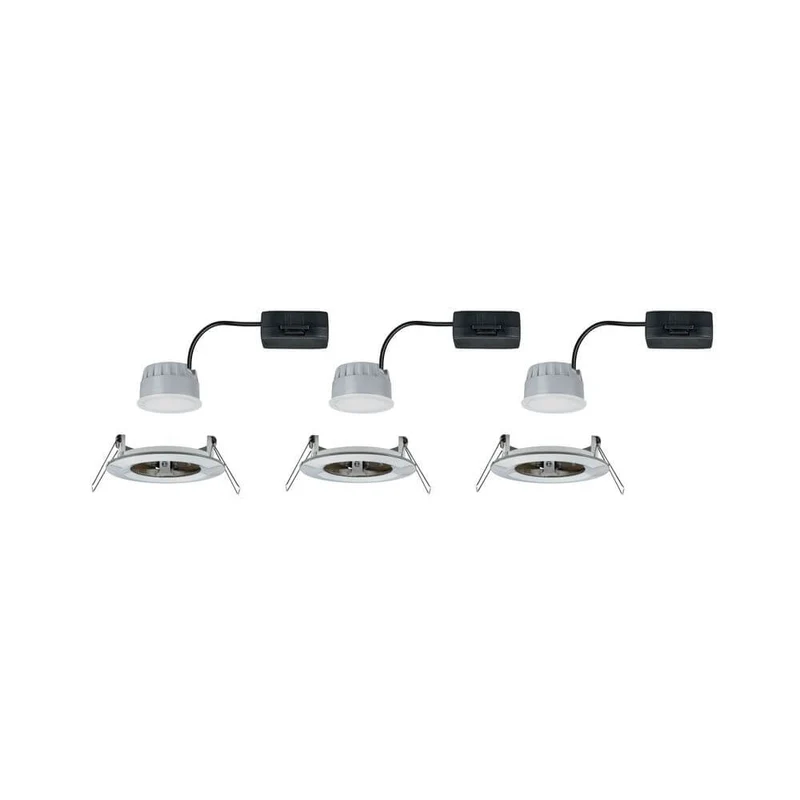 3er-Set Einbaulampe LED Nova rund 3-Stufen Dimmbar Eisen-Gebürstet