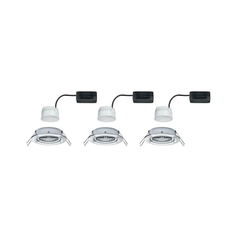 3er-Set Einbauleuchte LED Nova rund Chrom