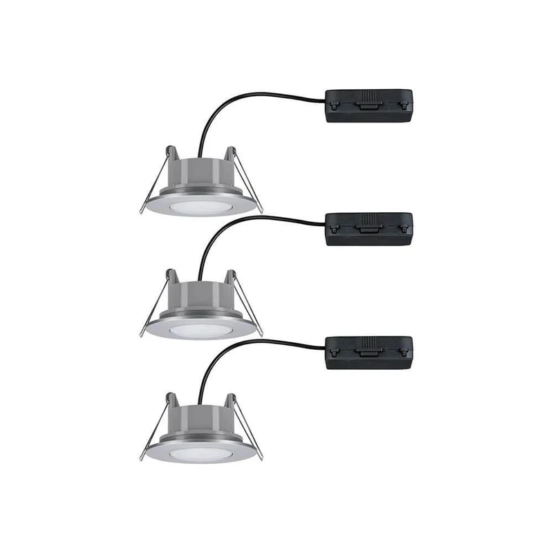 3er-Set LED Einbauleuchten Calla IP65 4000K Chrom-Matt