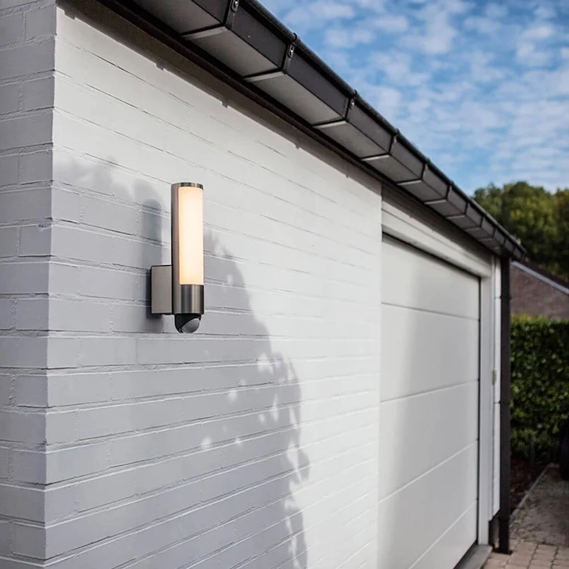 LED Außenwandleuchte Leda mit Sensor IP44 Edelstahl