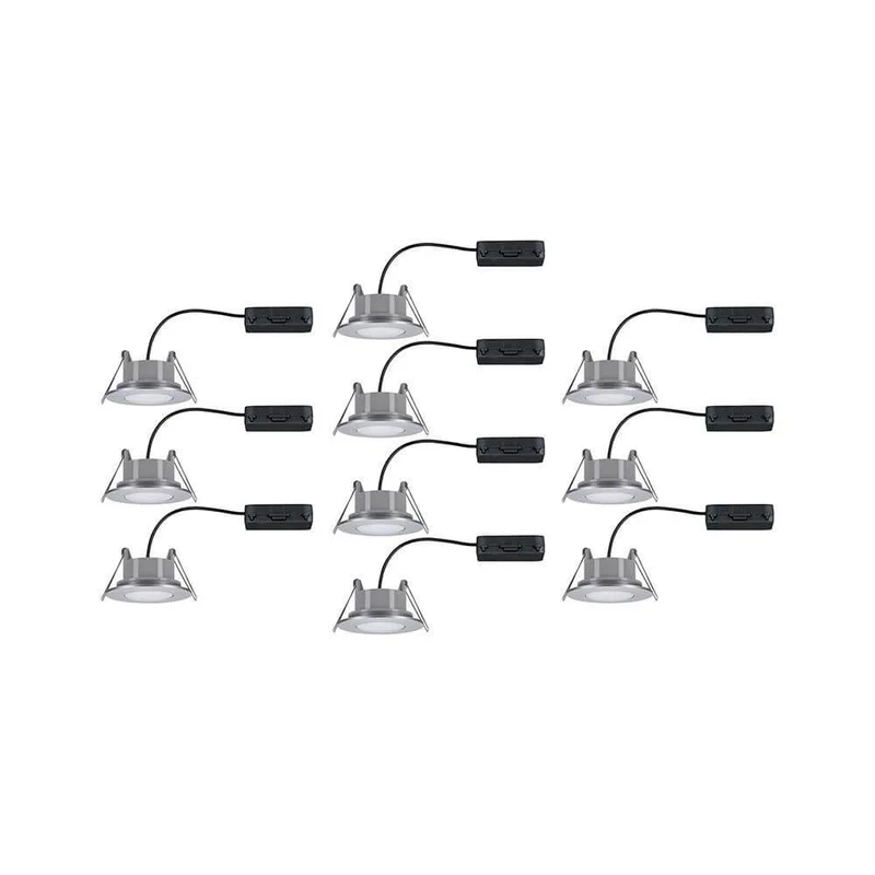 10er-Set LED Einbaulampen Calla IP65 schwenkbar 4000K Chrom-Matt