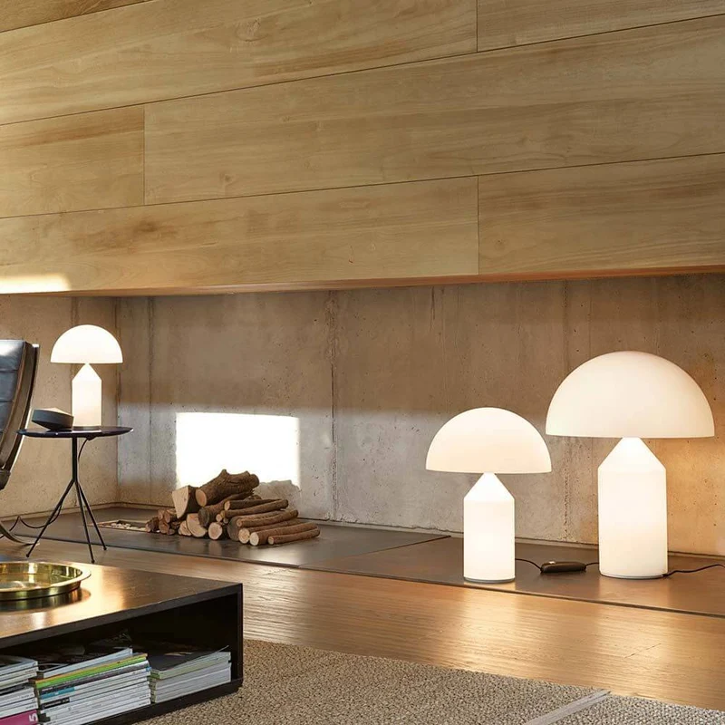 Oluce Glas Nachttischlampe Atollo 70 Opal