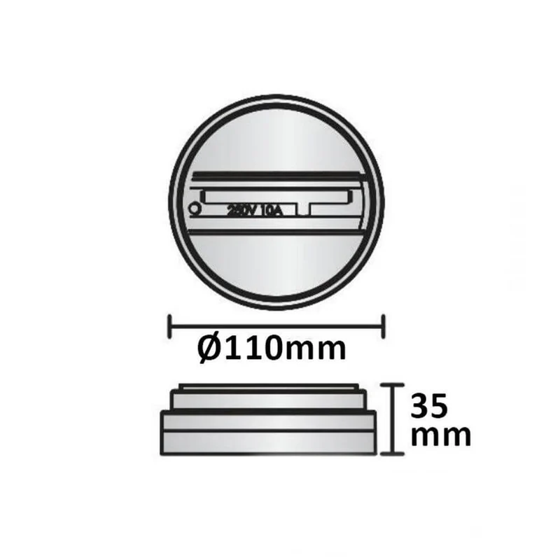 Aufbauadapter für 3-Phasen Schienenstrahler Weiß 1-Phase Ø 11cm