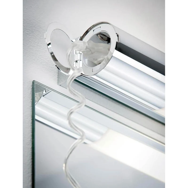 Wandleuchte Orgon IP44 Steckdose LED 7,5W 440mm Chrom Weiß Acryl