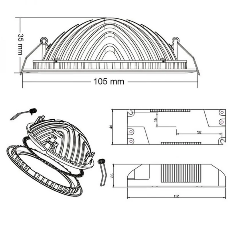 Indirektes Einbau LED-Panel 300lm Ø 10,5cm Warm Weiß