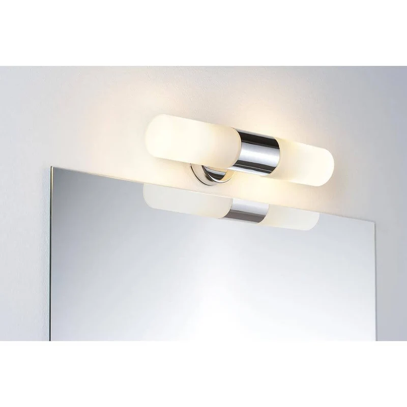 Wandleuchte Lenia IP44 max. 2x40W E14 Chrom Opak Glas