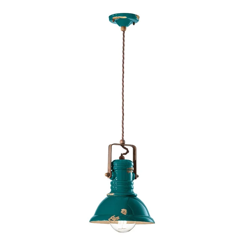 Ferroluce Industrial Keramik-Hängeleuchte Ø 23cm