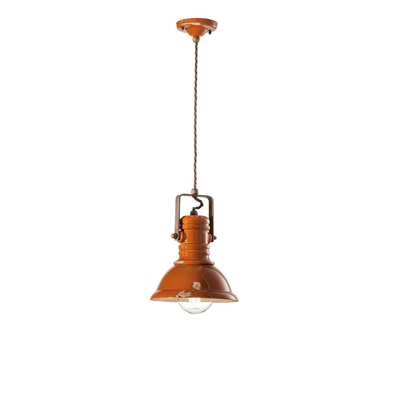 Ferroluce Industrial Keramik-Hängeleuchte Ø 23cm