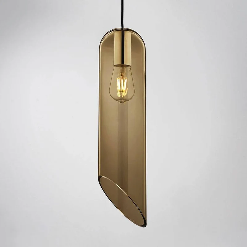 Loon mundgeblasener Glaszylinder H 49cm Braun