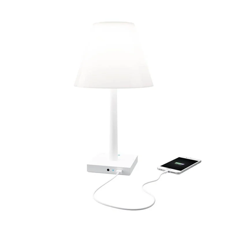 Rotaliana Akku LED-Tischlampe Dina+ mit Ladestation Silberfarben