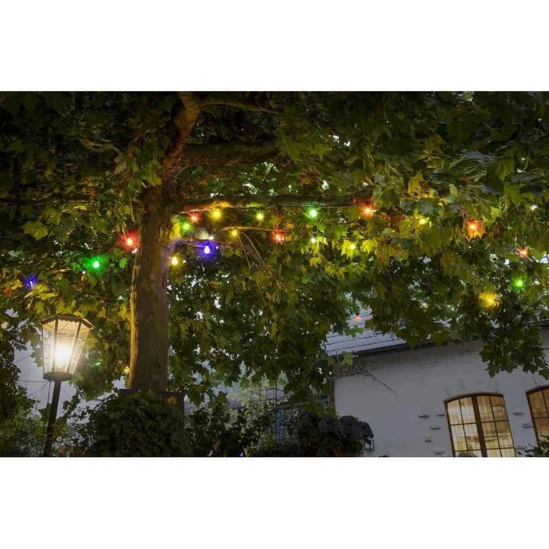 LED Biergartenketten Erweiterung 10 bunte Birnen Warmweiß IP44