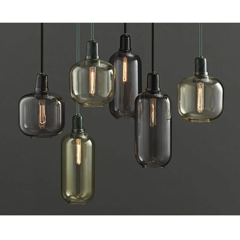 Pendelleuchte Amp L Rauchglas, Messing