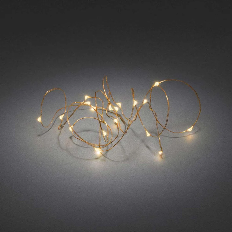 2,4m Micro LED Lichterkette Bernstein-Kupfer Batteriebetrieb