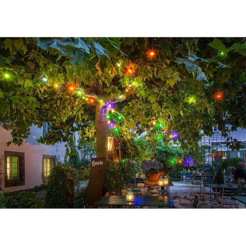LED Biergartenketten Erweiterung 10er bunt 80 Warmweiße Dioden