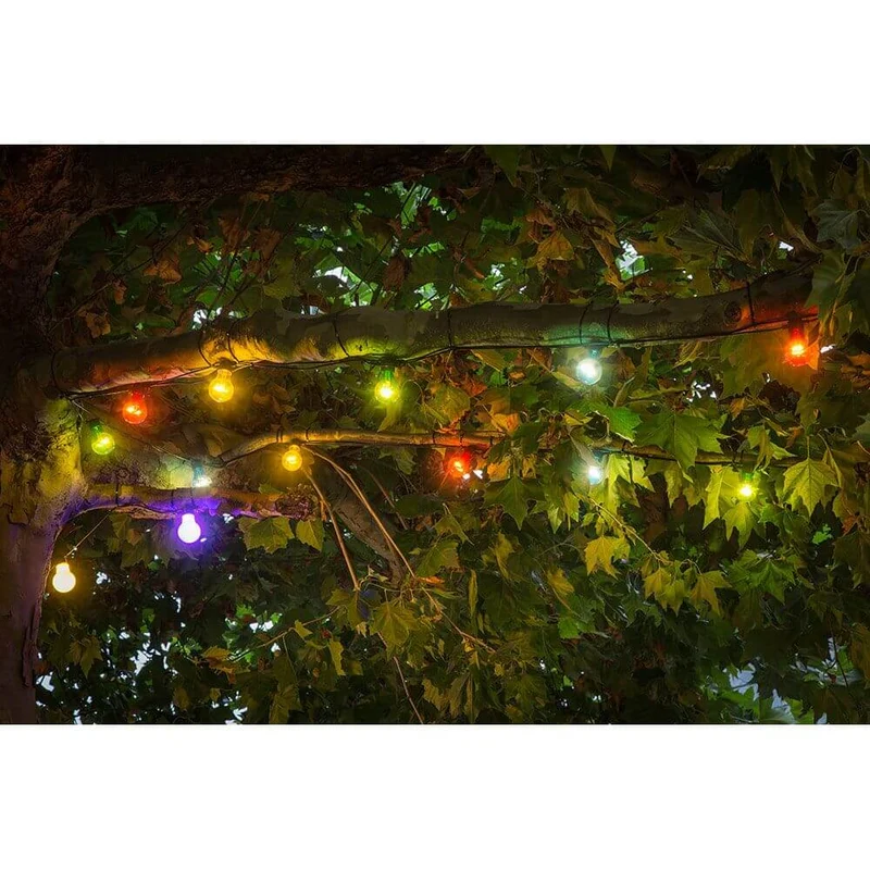 LED Biergartenkette 10er bunt 80 Warmweiße Dioden 24V