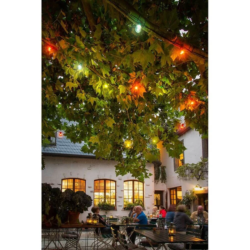 LED Biergartenkette 10er bunt 80 Warmweiße Dioden 24V