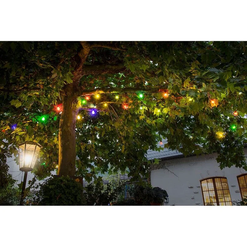 LED Biergartenkette 10er bunt 80 Warmweiße Dioden 24V