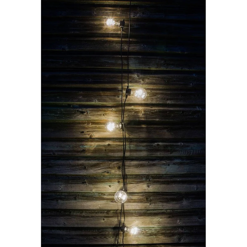 LED Biergartenkette 5er klar 40 Warmweiße Dioden Batteriebetrieb