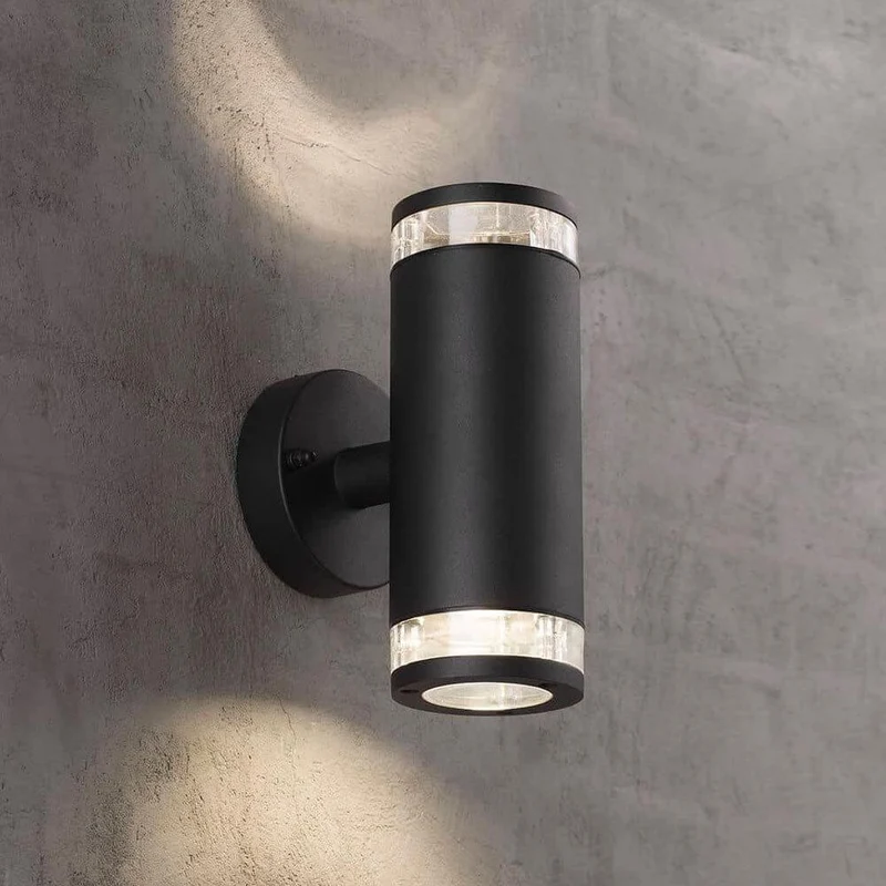 Birk 2er-Wandleuchte IP44 Schwarz
