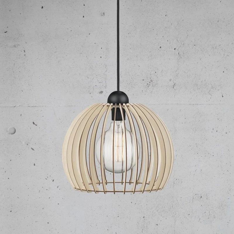 Chino 30 Pendelleuchte mit Stoffkabel Holz