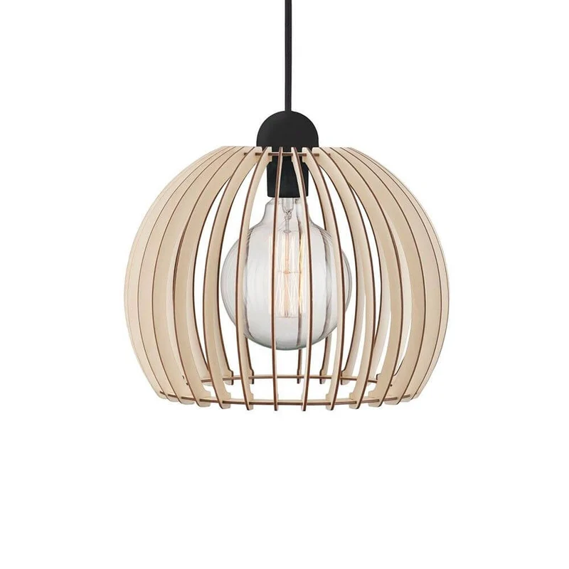 Chino 30 Pendelleuchte mit Stoffkabel Holz