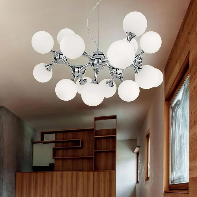 Nodi Pendelleuchte mit 15 Kugelgläser Ø 100cm Chrom