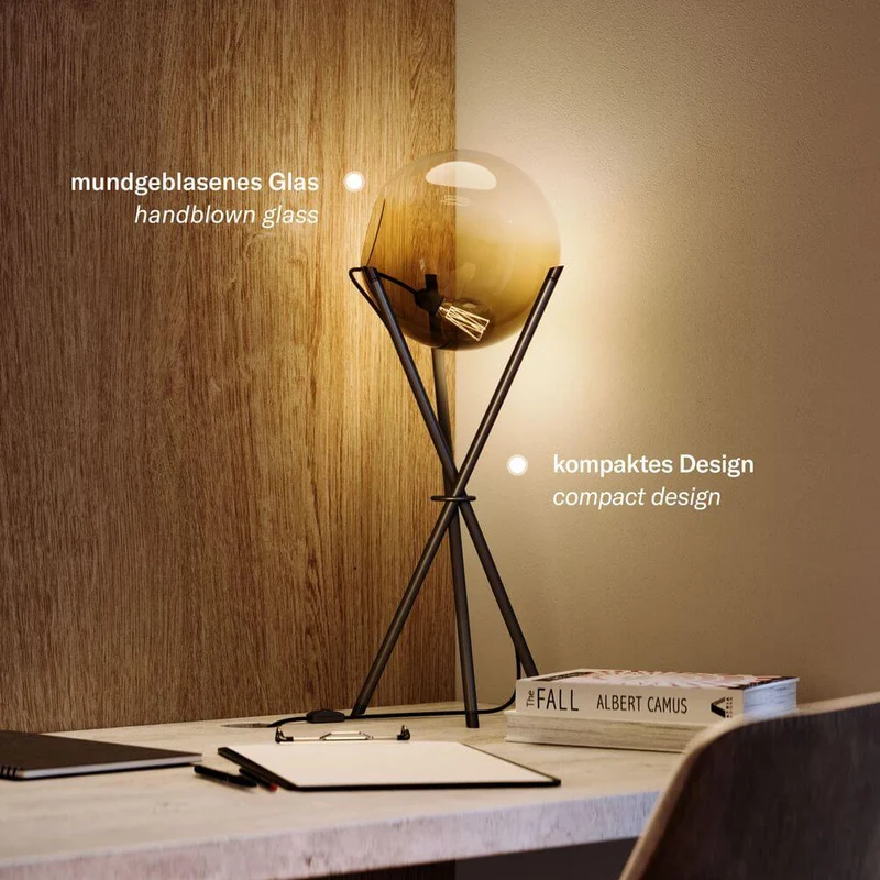 s.luce Orb Axis Glas-Tischlampe Dreibein 20cm