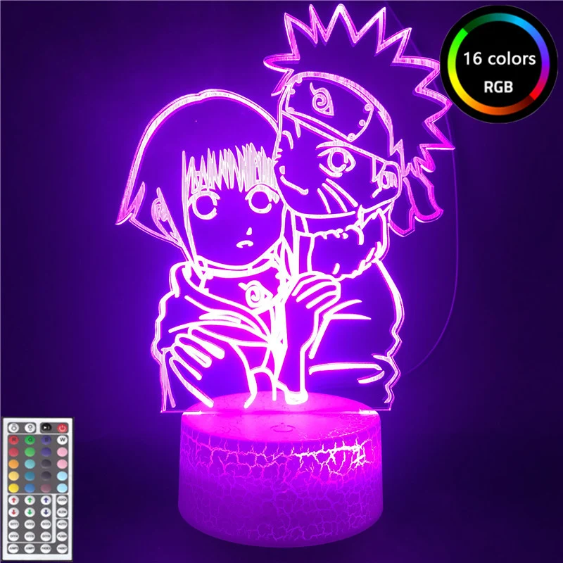Anime Naruto Figuras Uzumaki Naruto Hinata 3D LED Nachtlicht Lampe