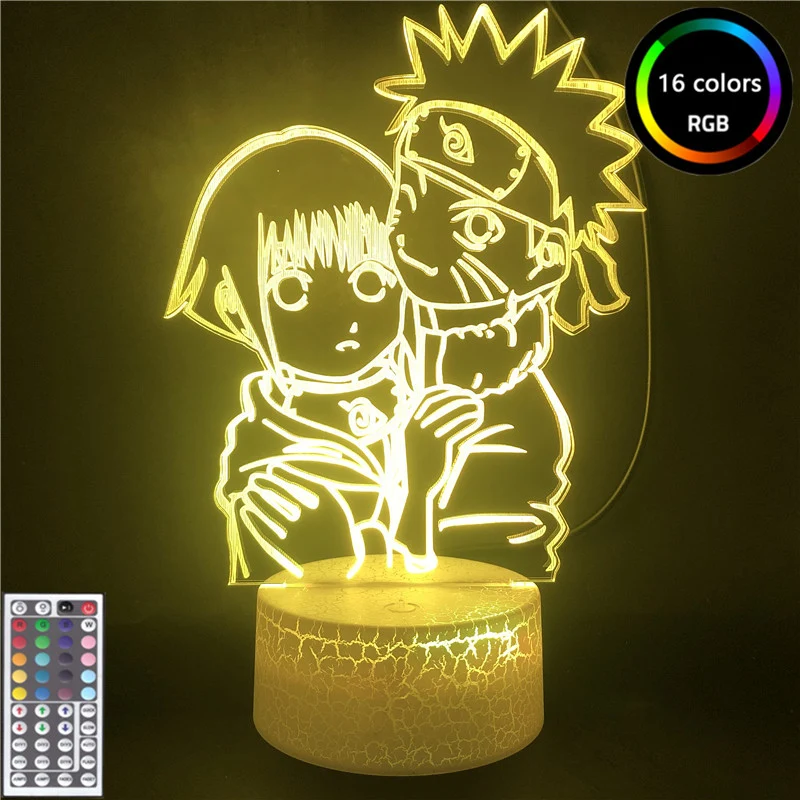 Anime Naruto Figuras Uzumaki Naruto Hinata 3D LED Nachtlicht Lampe