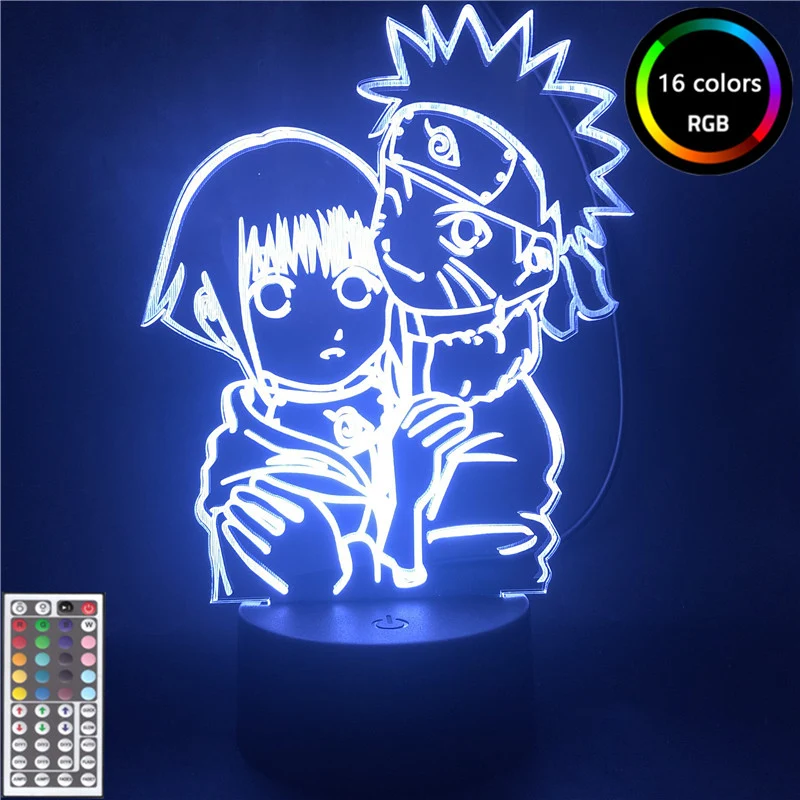 Anime Naruto Figuras Uzumaki Naruto Hinata 3D LED Nachtlicht Lampe