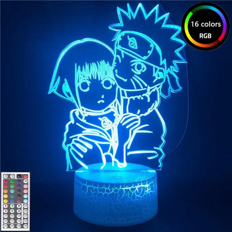 Anime Naruto Figuras Uzumaki Naruto Hinata 3D LED Nachtlicht Lampe