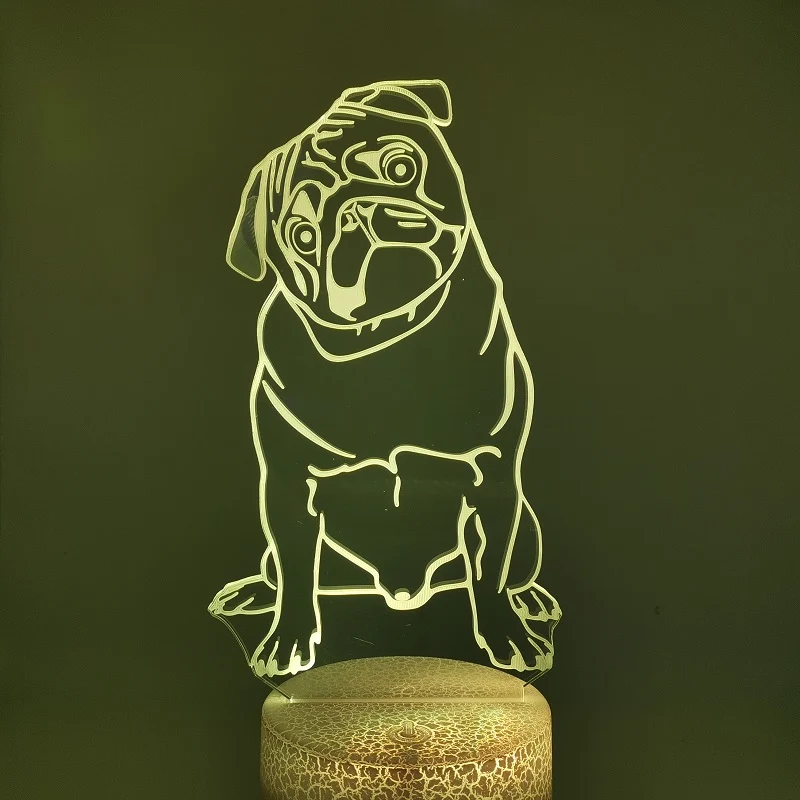 3D LED Nacht Licht mit Mops Motiv