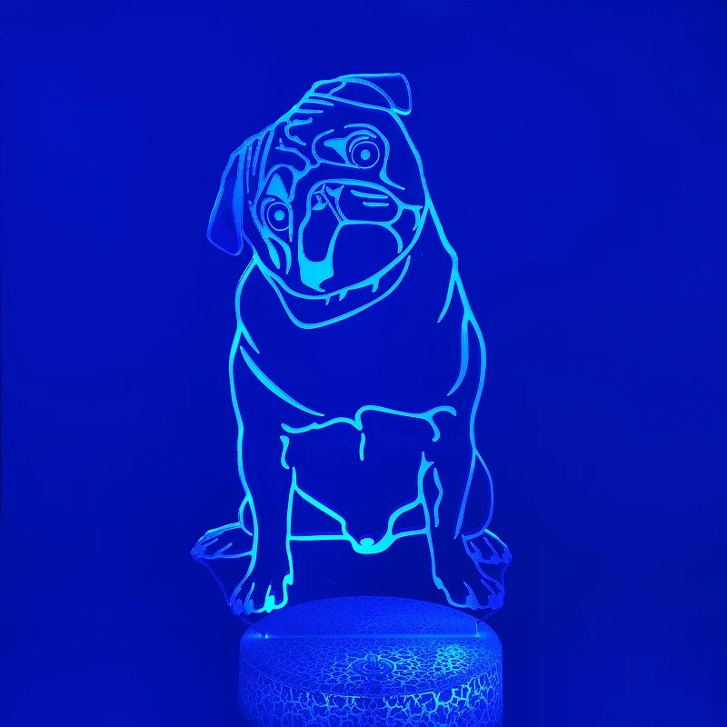 3D LED Nacht Licht mit Mops Motiv