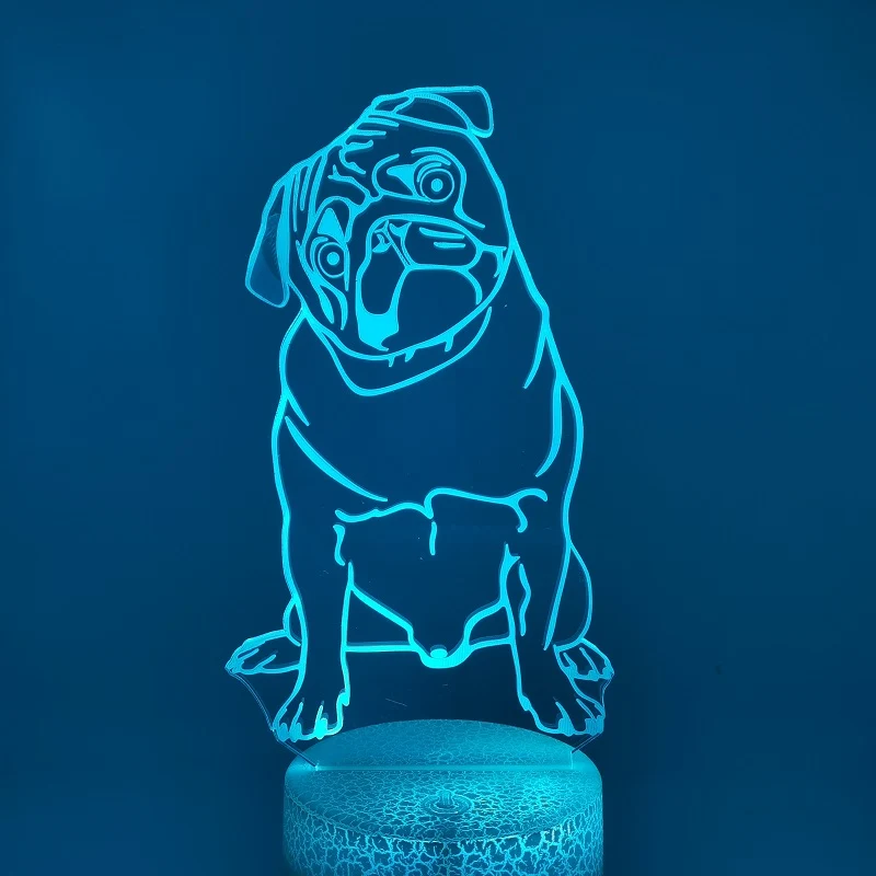 3D LED Nacht Licht mit Mops Motiv