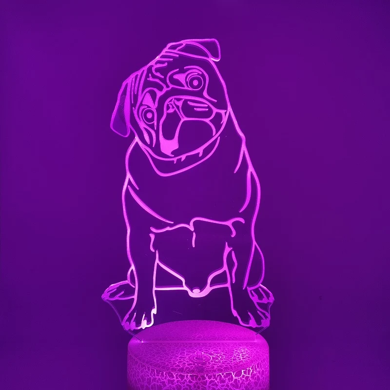 3D LED Nacht Licht mit Mops Motiv