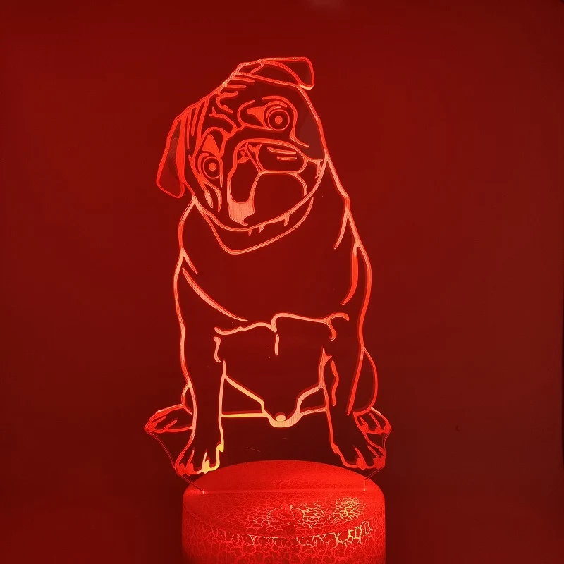 3D LED Nacht Licht mit Mops Motiv