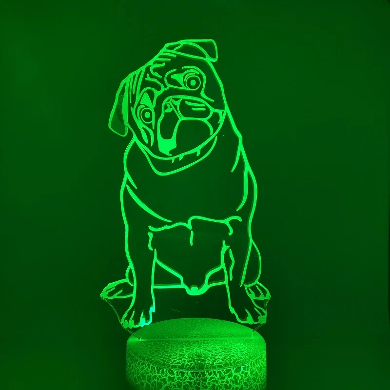 3D LED Nacht Licht mit Mops Motiv