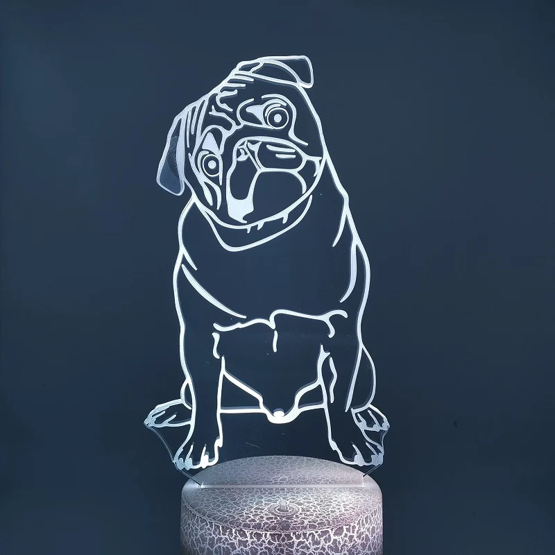 3D LED Nacht Licht mit Mops Motiv