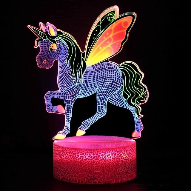 Buntes 3D Nachtlicht mit Einhorn Motiv