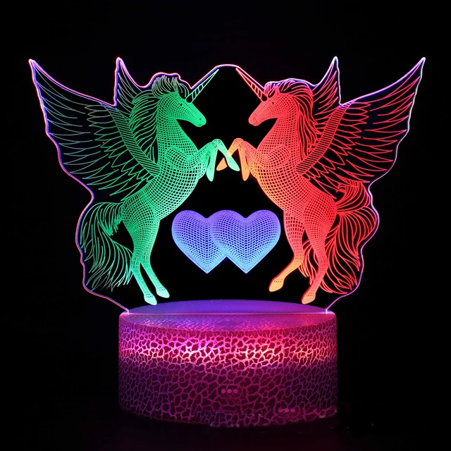 Buntes 3D Nachtlicht mit Einhorn Motiv