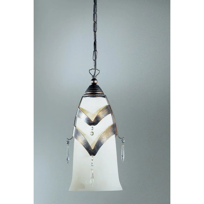 Prisma Pendel Schwarz-Gold-Silber mit Glasbehang 43cm
