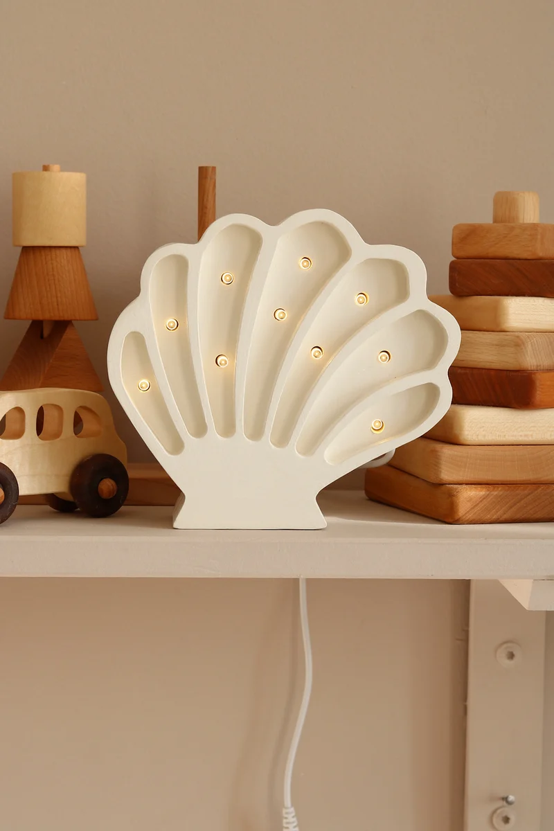 Little Lights Seashell Night Light | Pearl White